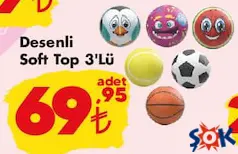 GOKİDY OYUNCAK DESENLİ SOFT TOP 3'LÜ